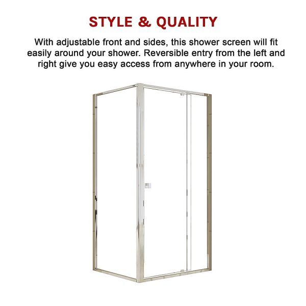 Semi Frameless Shower Screen (98~106) x 195cm & (77~80) x 195cm Side AS/NZS Glass