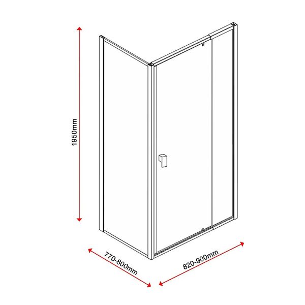 Semi Frameless Shower Screen (98~106) x 195cm & (77~80) x 195cm Side AS/NZS Glass