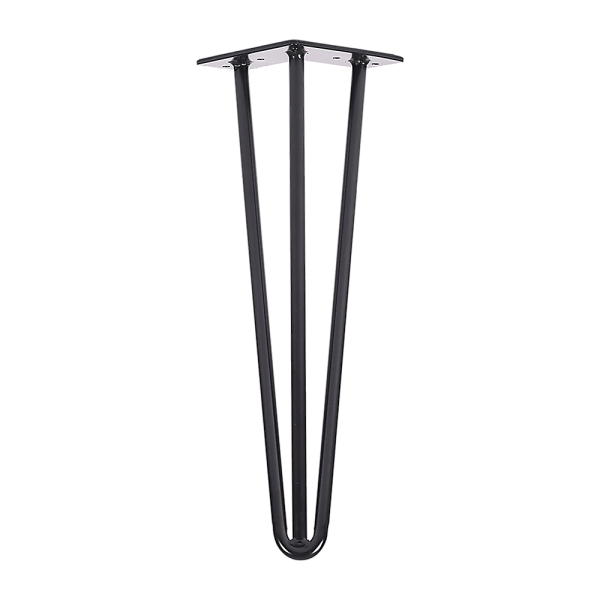 Set of 4 Industrial 3 – Rod Retro Hairpin Table Legs 12mm Steel Bench Desk – 41cm Black