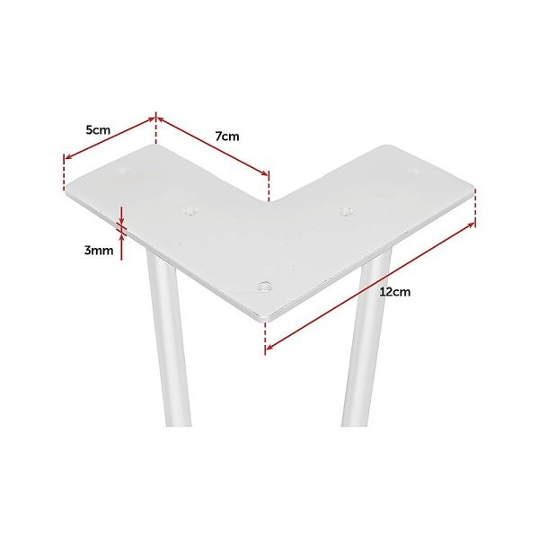 Set of 4 Industrial Retro Hairpin Table Legs 12mm Steel Bench Desk – 71cm White