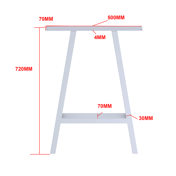 2x Rustic Dining Table Legs Steel Industrial Vintage 71cm – White