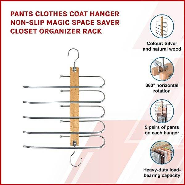 Pants Clothes Coat Hanger Non-slip Magic Space Saver Closet Organizer Rack