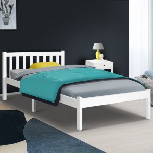 Single Size Wooden Bed Frame – White