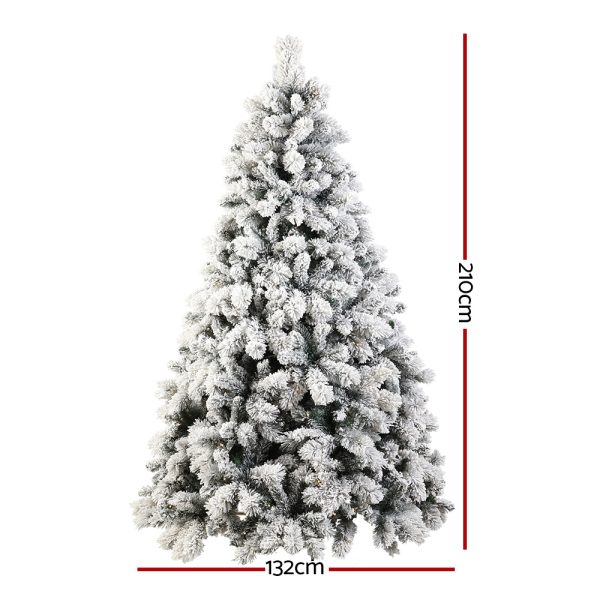 Snowy Christmas Tree 2.1M 7FT LED Lights Xmas Decorations Warm White