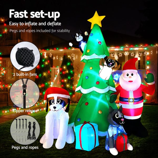 Jingle Jollys Christmas Inflatable Santa Tree 3M Lights Outdoor Decorations LED