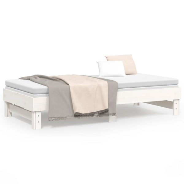 Pull-out Day Bed White 2x(92×187) cm Solid Wood Pine