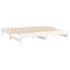 Pull-out Day Bed White 2x(92×187) cm Solid Wood Pine