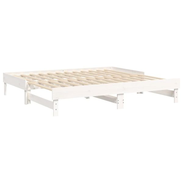 Pull-out Day Bed White 2x(92×187) cm Solid Wood Pine