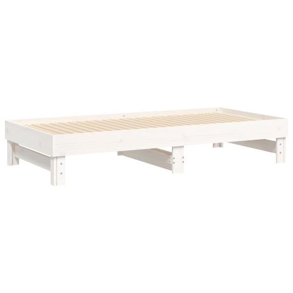 Pull-out Day Bed White 2x(92×187) cm Solid Wood Pine