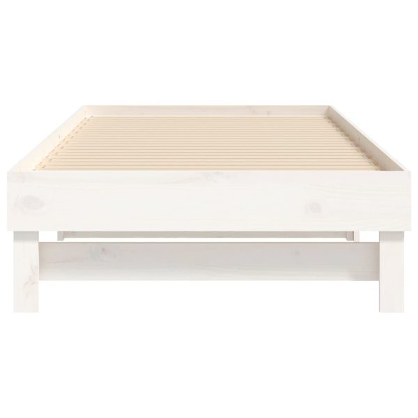 Pull-out Day Bed White 2x(92×187) cm Solid Wood Pine