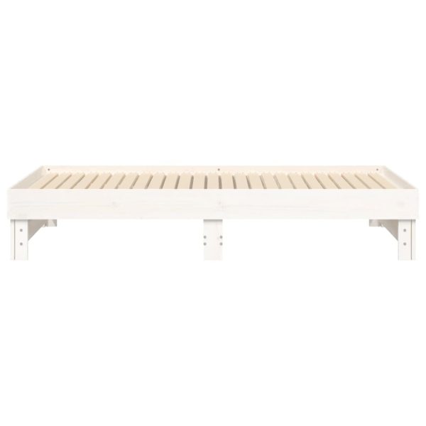 Pull-out Day Bed White 2x(92×187) cm Solid Wood Pine