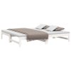 Pull-out Day Bed White 2x(92×187) cm Solid Wood Pine