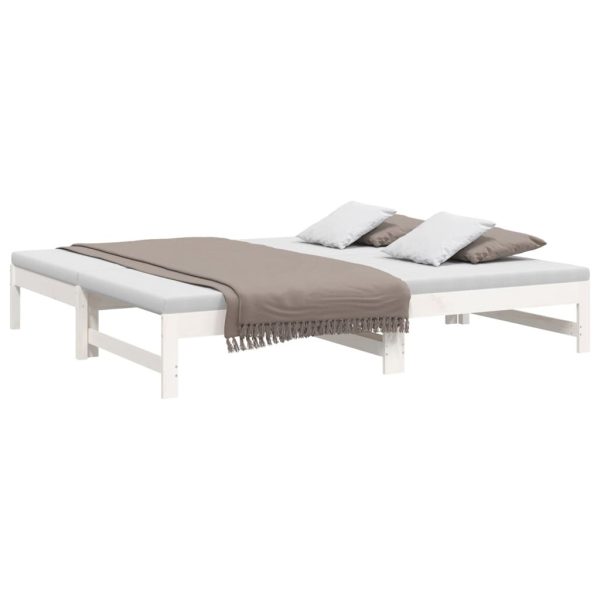 Pull-out Day Bed White 2x(92×187) cm Solid Wood Pine