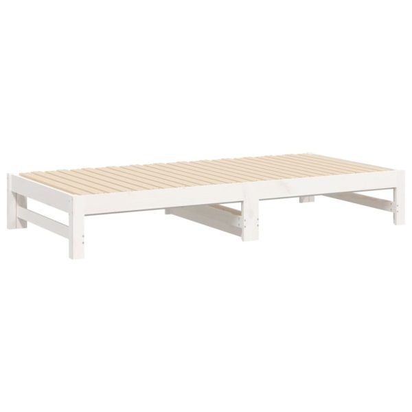 Pull-out Day Bed White 2x(92×187) cm Solid Wood Pine