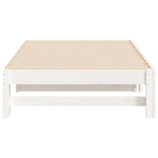 Pull-out Day Bed White 2x(92×187) cm Solid Wood Pine