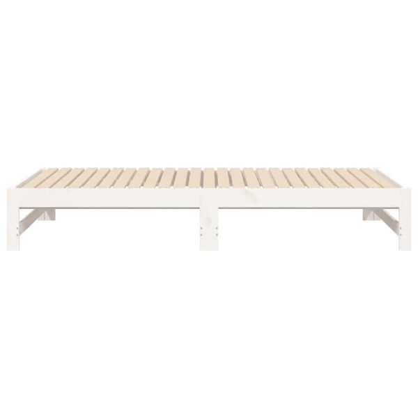 Pull-out Day Bed White 2x(92×187) cm Solid Wood Pine