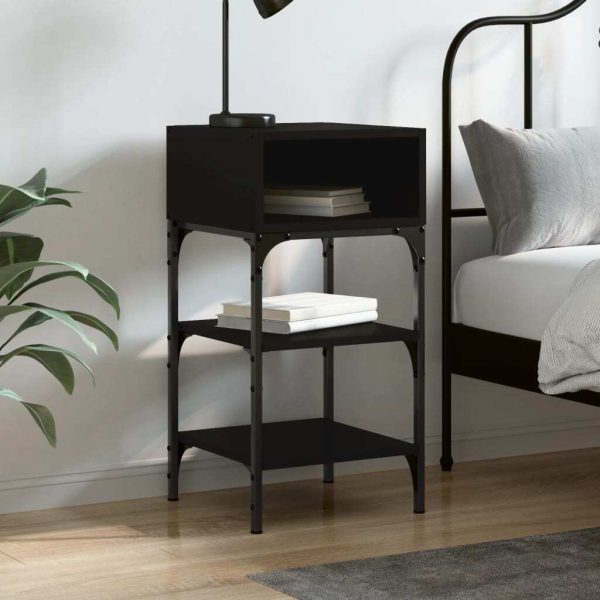 Bedside Table Black 35×34.5×70 cm Engineered Wood
