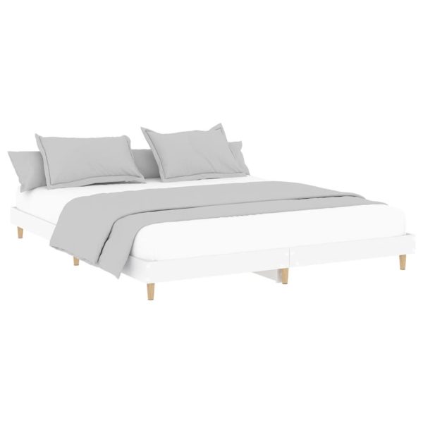 Bed Frame White 183×203 cm King Size Engineered Wood