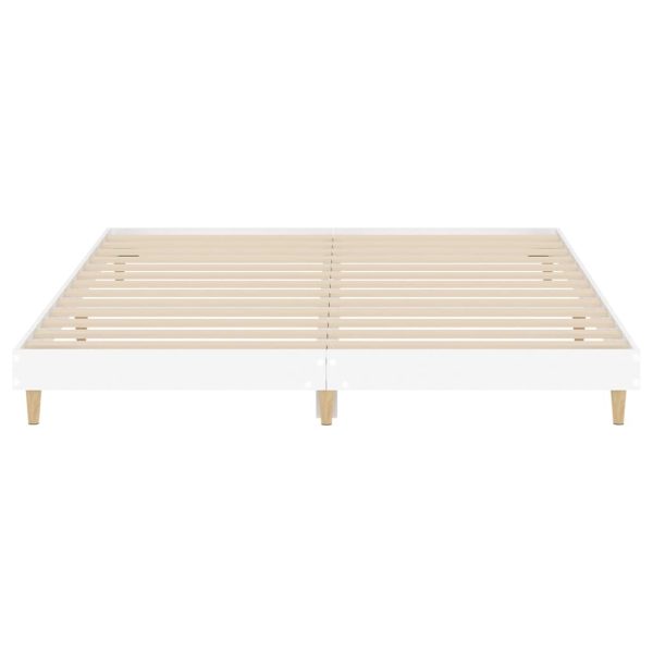 Bed Frame White 183×203 cm King Size Engineered Wood