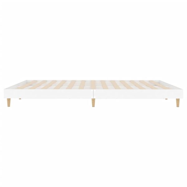 Bed Frame White 183×203 cm King Size Engineered Wood