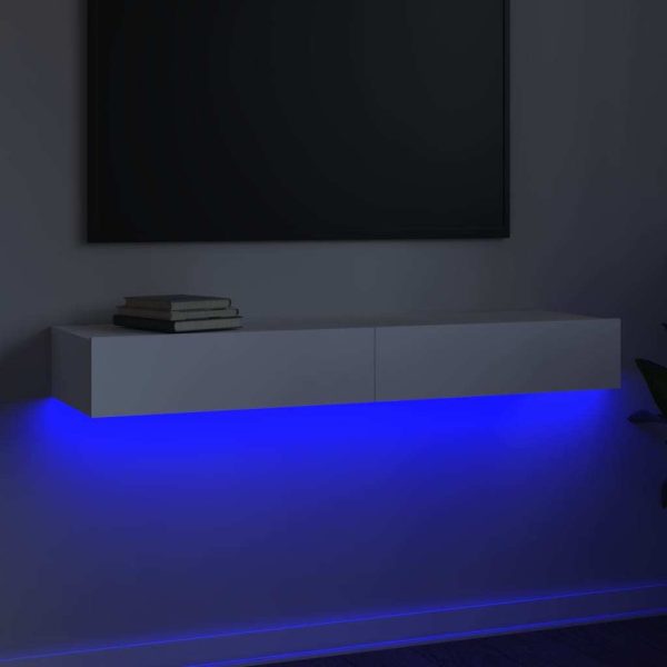 Anna TV Cabinet with LED Lights White 120x35x15.5 cm