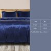 Silky Satin Quilt Cover Set Bedspread Pillowcases Summer King Blue