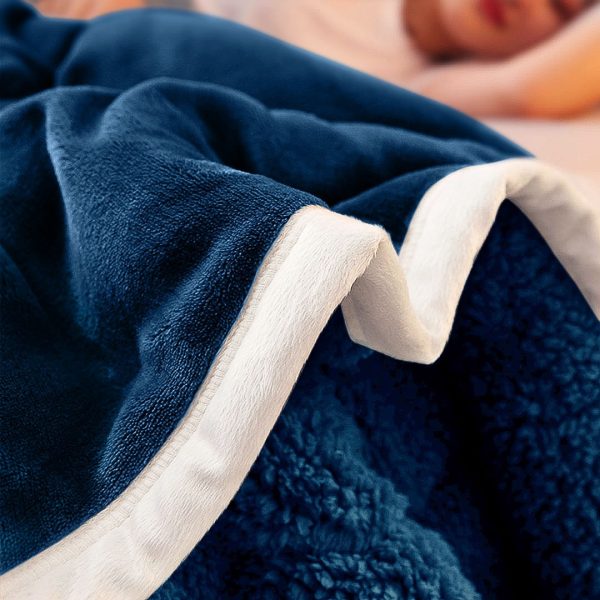 2X Navy Blue Throw Blanket Warm Cozy Double Sided Thick Flannel Coverlet Fleece Bed Sofa Comforter