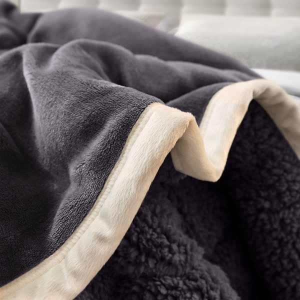 2X Dark Grey Throw Blanket Warm Cozy Double Sided Thick Flannel Coverlet Fleece Bed Sofa Comforter