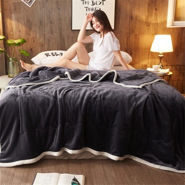 2X Dark Grey Throw Blanket Warm Cozy Double Sided Thick Flannel Coverlet Fleece Bed Sofa Comforter