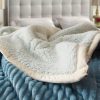 2X  Blue Throw Blanket Warm Cozy Double Sided Thick Flannel Coverlet Fleece Bed Sofa Comforter