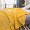 2X Yellow Throw Blanket Warm Cozy Striped Pattern Thin Flannel Coverlet Fleece Bed Sofa Comforter