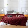 Burgundy Throw Blanket Warm Cozy Striped Pattern Thin Flannel Coverlet Fleece Bed Sofa Comforter