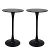 2x Bar Table Pub Tables Kitchen Marble Tulip Outdoor Round Metal Black