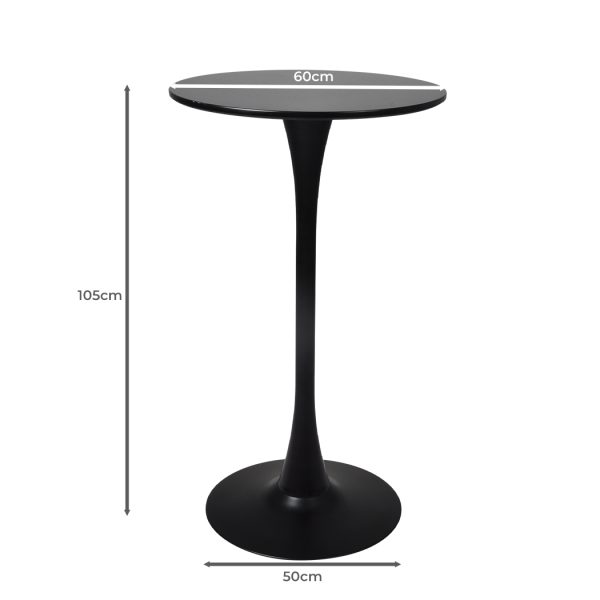 2x Bar Table Pub Tables Kitchen Marble Tulip Outdoor Round Metal Black