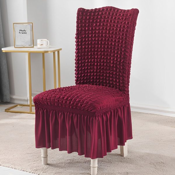 Burgundy Chair Cover Seat Protector with Ruffle Skirt Stretch Slipcover Wedding Party Home Decor