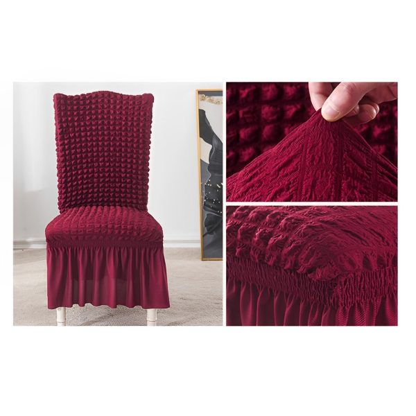 Burgundy Chair Cover Seat Protector with Ruffle Skirt Stretch Slipcover Wedding Party Home Decor