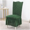 2X Dark Green Chair Cover Seat Protector with Ruffle Skirt Stretch Slipcover Wedding Party Home Decor