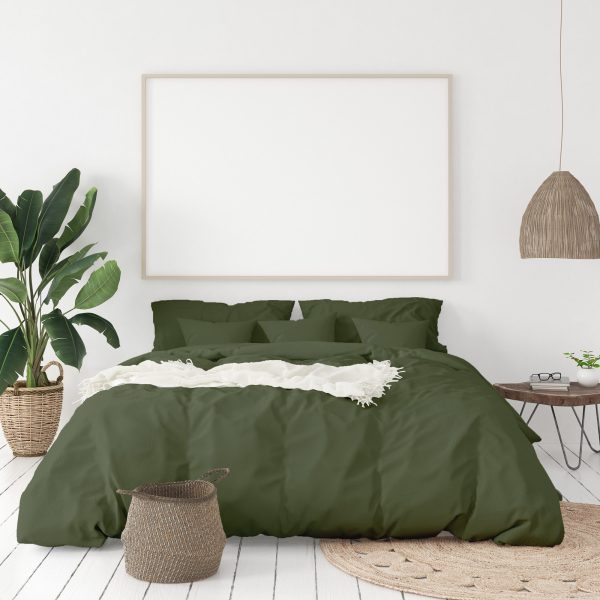 Balmain 1000 Thread Count Hotel Grade Bamboo Cotton Quilt Cover Pillowcases Set – Queen – Olive