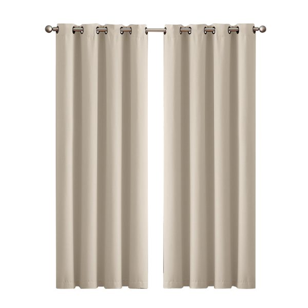 2x Blockout Curtains Panels 3 Layers Eyelet Room Darkening 132x230cm Grey