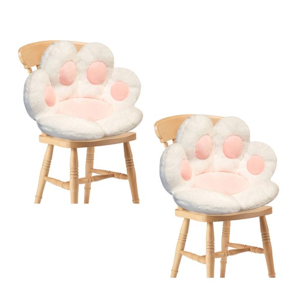 2X White Paw Shape Cushion Warm Lazy Sofa Decorative Pillow Backseat Plush Mat Home Decor