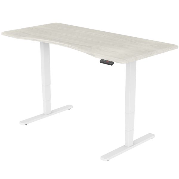 Fortia Sit To Stand Up Standing Desk, 150x70cm, 62-128cm Electric Height Adjustable, Dual Motor, 120kg Load, Arched, Black/Silver Frame