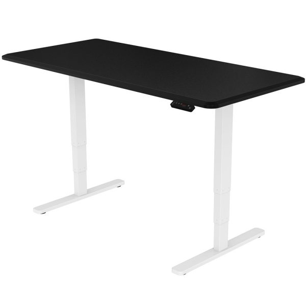 Fortia Sit To Stand Up Standing Desk, 150x70cm, 62-128cm Electric Height Adjustable, Dual Motor, 120kg Load, Black/Silver Frame