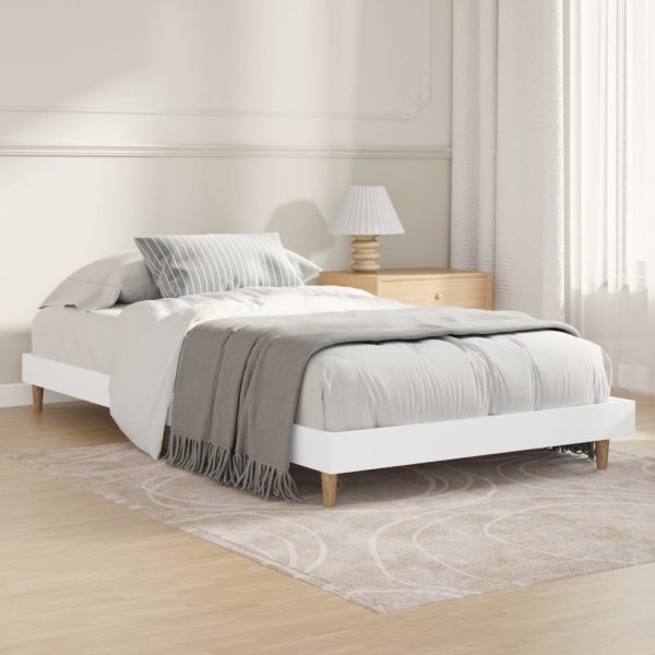 Bed Frame White 183×203 cm King Size Engineered Wood