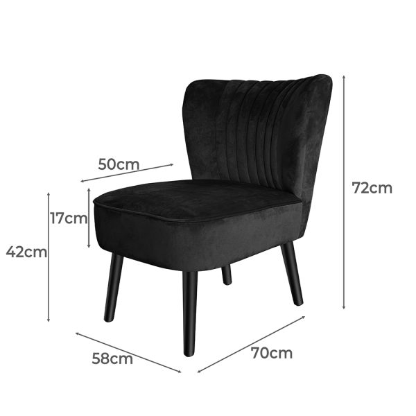 Accent Chair Velvet Sofa Single Seater Lounge Shell Scallop Home Black