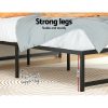 Bed Frame Metal Platform Double Size Bed Base Mattress Black TINO