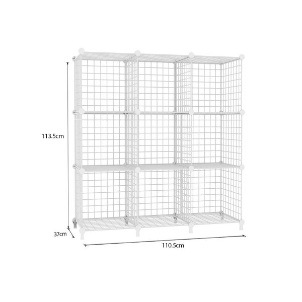 White Portable 9-Cube 3 Column Storage Organiser Foldable DIY Modular Grid Space Saving Shelf