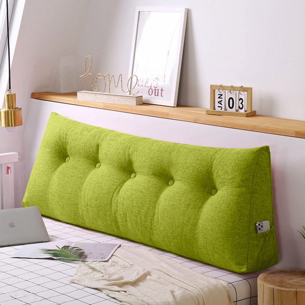 120cm Green Triangular Wedge Bed Pillow Headboard Backrest Bedside Tatami Cushion Home Decor