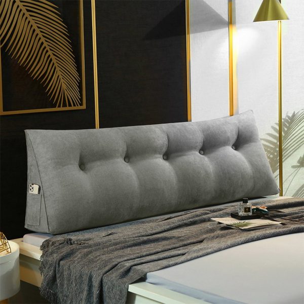 120cm Grey Triangular Wedge Bed Pillow Headboard Backrest Bedside Tatami Cushion Home Decor