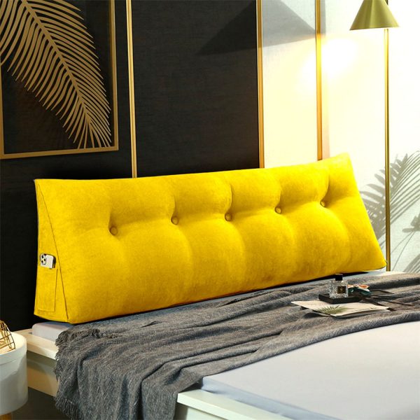 150cm Yellow Triangular Wedge Bed Pillow Headboard Backrest Bedside Tatami Cushion Home Decor