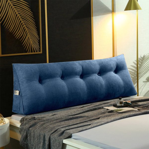 150cm Blue Triangular Wedge Bed Pillow Headboard Backrest Bedside Tatami Cushion Home Decor